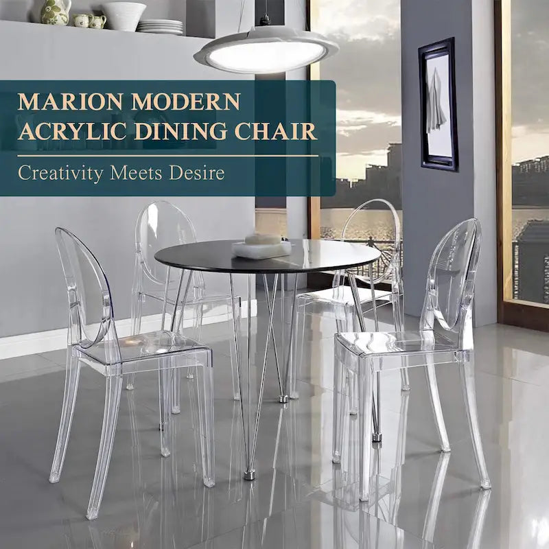 Chaise de salle à manger moderne en acrylique transparent – Empilable, aucun assemblage requis