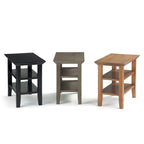 Table d'appoint étroite en bois massif de 14 pouces de large avec 2 étagères ouvertes
