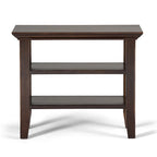 Table d'appoint étroite en bois massif de 14 pouces de large avec 2 étagères ouvertes
