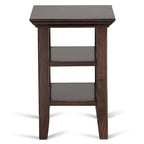 Table d'appoint étroite en bois massif de 14 pouces de large avec 2 étagères ouvertes