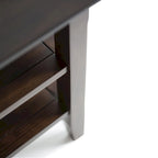 Table d'appoint étroite en bois massif de 14 pouces de large avec 2 étagères ouvertes