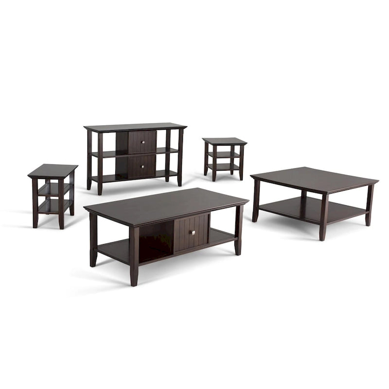 Table d'appoint étroite en bois massif de 14 pouces de large avec 2 étagères ouvertes