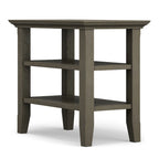 Table d'appoint étroite en bois massif de 14 pouces de large avec 2 étagères ouvertes
