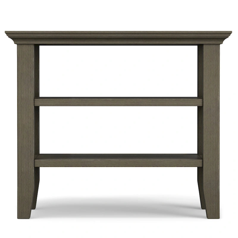 Table d'appoint étroite en bois massif de 14 pouces de large avec 2 étagères ouvertes
