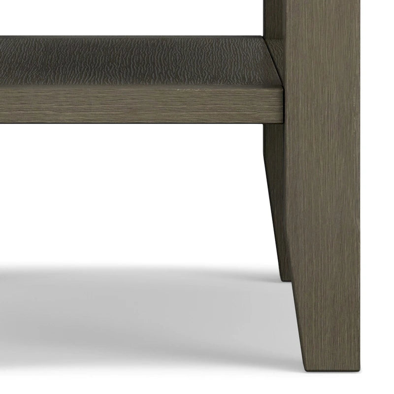 Table d'appoint étroite en bois massif de 14 pouces de large avec 2 étagères ouvertes