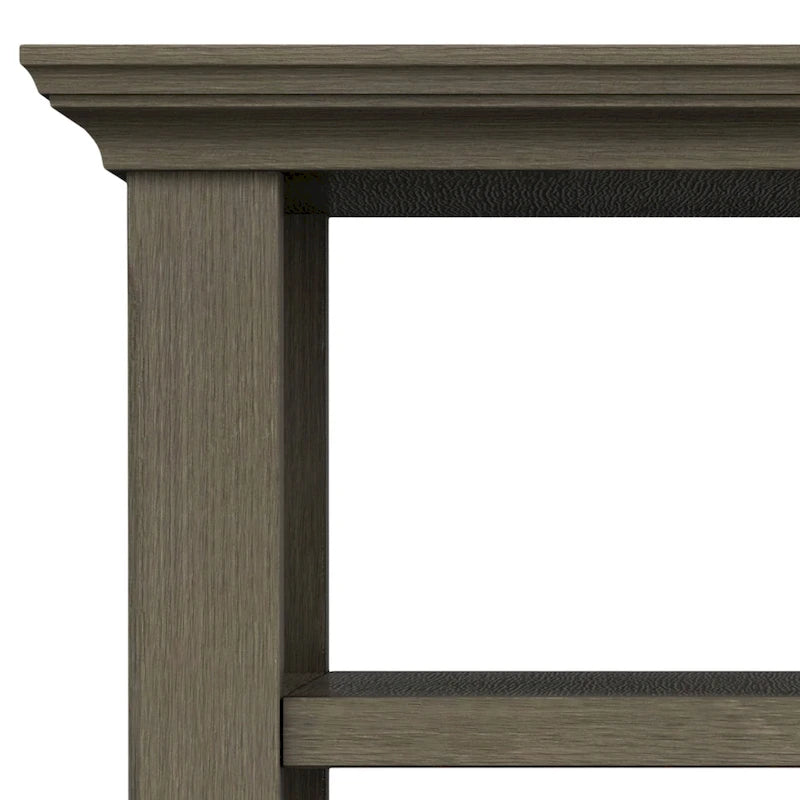 Table d'appoint étroite en bois massif de 14 pouces de large avec 2 étagères ouvertes