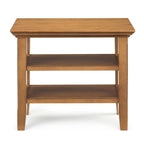 Table d'appoint étroite en bois massif de 14 pouces de large avec 2 étagères ouvertes