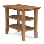 Table d'appoint étroite en bois massif de 14 pouces de large avec 2 étagères ouvertes