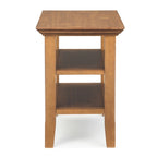 Table d'appoint étroite en bois massif de 14 pouces de large avec 2 étagères ouvertes