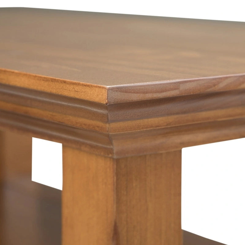 Table d'appoint étroite en bois massif de 14 pouces de large avec 2 étagères ouvertes