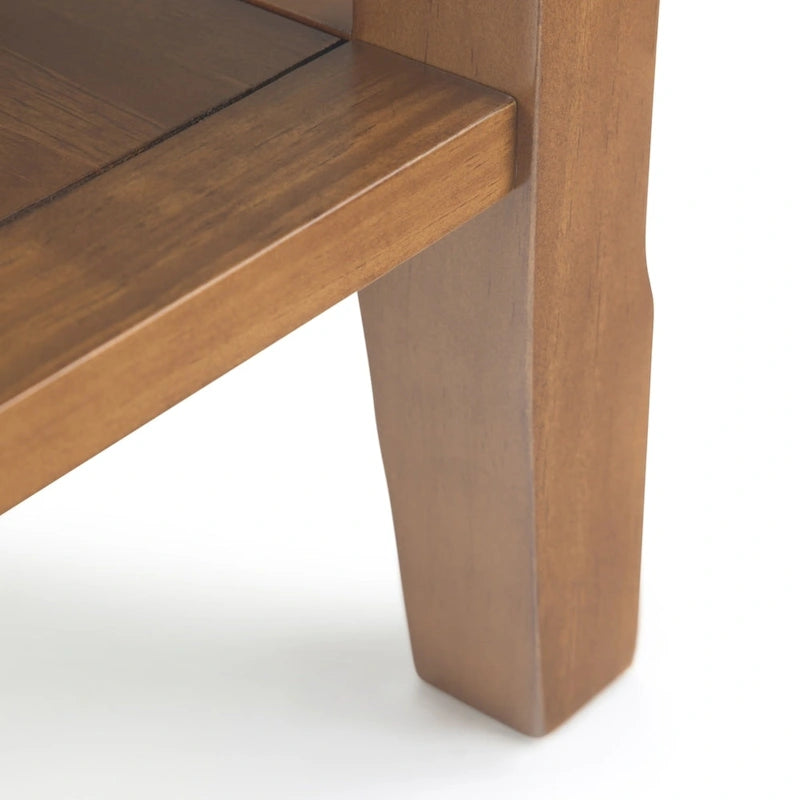 Table d'appoint étroite en bois massif de 14 pouces de large avec 2 étagères ouvertes