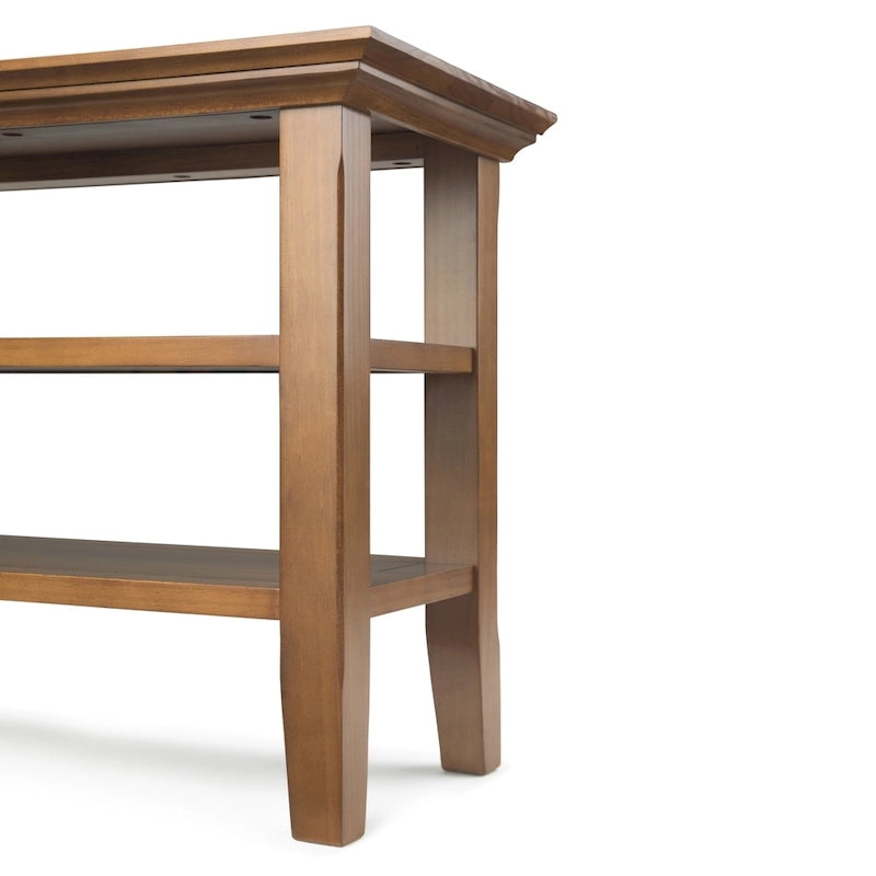 Table d'appoint étroite en bois massif de 14 pouces de large avec 2 étagères ouvertes