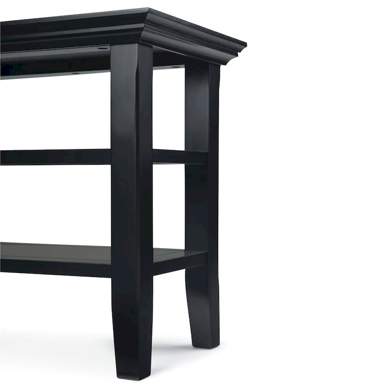 Table d'appoint étroite en bois massif de 14 pouces de large avec 2 étagères ouvertes