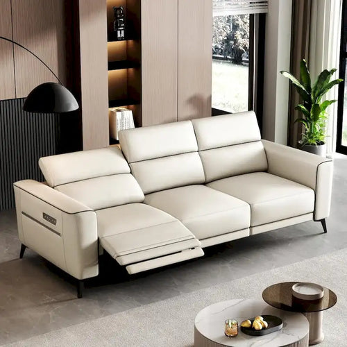 Canapé inclinable électrique en cuir 112,5 po avec port de chargement USB
