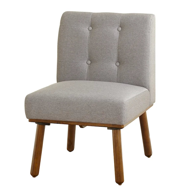 Fauteuil d'appoint sans accoudoirs capitonné avec pieds en hévéa – Plusieurs couleurs