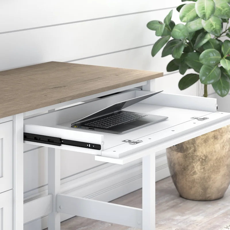 Bureau d'ordinateur de ferme de 54 pouces avec tiroir classeur, tablette à clavier et tiroir de rangement