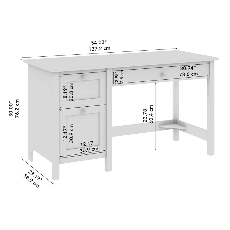 Bureau d'ordinateur de ferme de 54 pouces avec tiroir classeur, tablette à clavier et tiroir de rangement