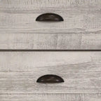 Commode 6 tiroirs en bois massif de style Mid-Century Modern avec poignées en laiton vieilli