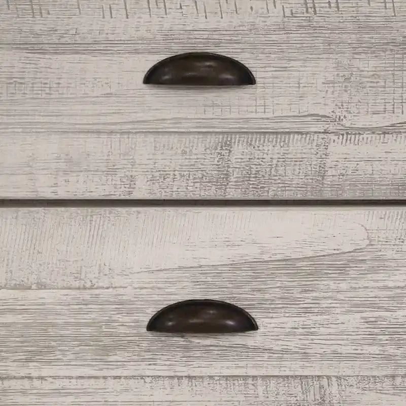 Commode 6 tiroirs en bois massif de style Mid-Century Modern avec poignées en laiton vieilli