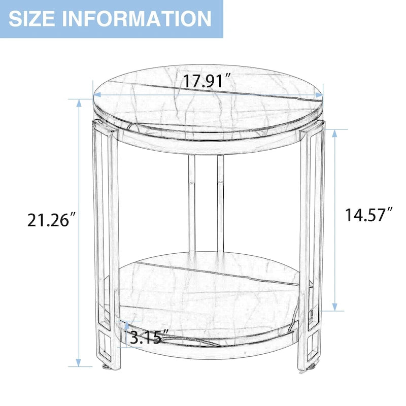 Tables d'appoint pour salon,Table d'appoint ronde,Table d'appoint ronde avec cadre en métal