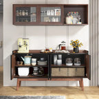 Bahut de cuisine de 55 pouces avec rangement, buffet de bar à café avec portes - N/A