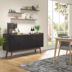 Bahut de cuisine de 55 pouces avec rangement, buffet de bar à café avec portes - N/A