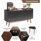Bahut de cuisine de 55 pouces avec rangement, buffet de bar à café avec portes - N/A