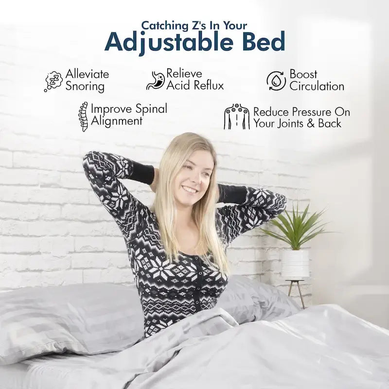 Base de lit réglable avec matelas hybride de 30,5 cm, double massage, ports USB et contrôle par application