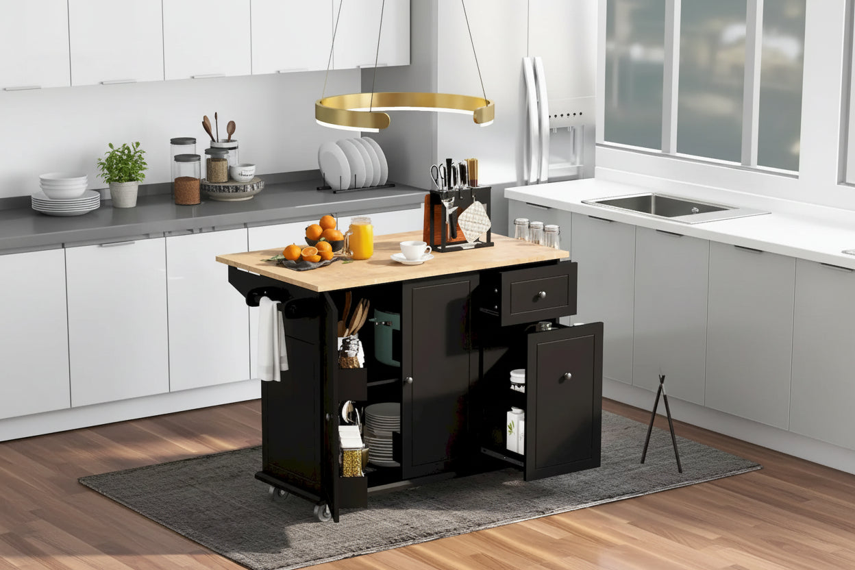 A Mobile Kitchen Island,Storage, Adjustable Shelves, Wheels