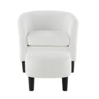 Fauteuil individuel en velours côtelé avec repose-pieds ottoman