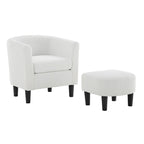 Fauteuil individuel en velours côtelé avec repose-pieds ottoman