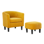 Fauteuil individuel en velours côtelé avec repose-pieds ottoman