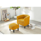 Fauteuil individuel en velours côtelé avec repose-pieds ottoman