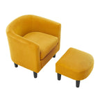 Fauteuil individuel en velours côtelé avec repose-pieds ottoman