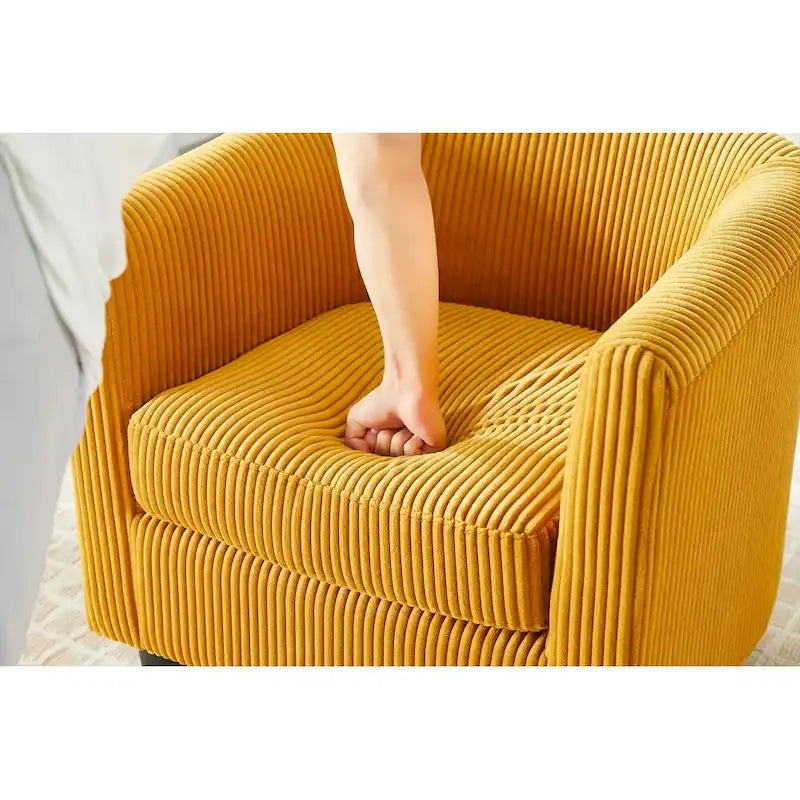 Fauteuil individuel en velours côtelé avec repose-pieds ottoman