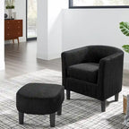 Fauteuil individuel en velours côtelé avec repose-pieds ottoman