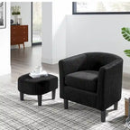 Fauteuil individuel en velours côtelé avec repose-pieds ottoman