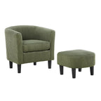 Fauteuil individuel en velours côtelé avec repose-pieds ottoman