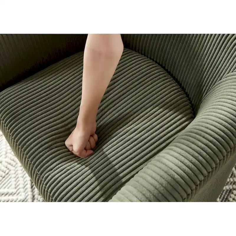Fauteuil individuel en velours côtelé avec repose-pieds ottoman