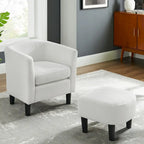 Fauteuil individuel en velours côtelé avec repose-pieds ottoman