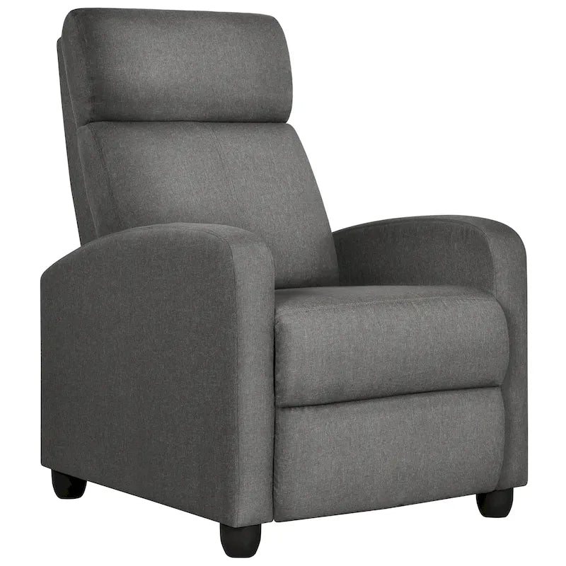 Fauteuil inclinable moderne en tissu avec siège à ressorts ensachés et repose-pieds réglable