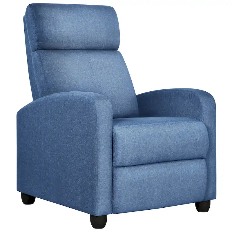 Fauteuil inclinable moderne en tissu avec siège à ressorts ensachés et repose-pieds réglable