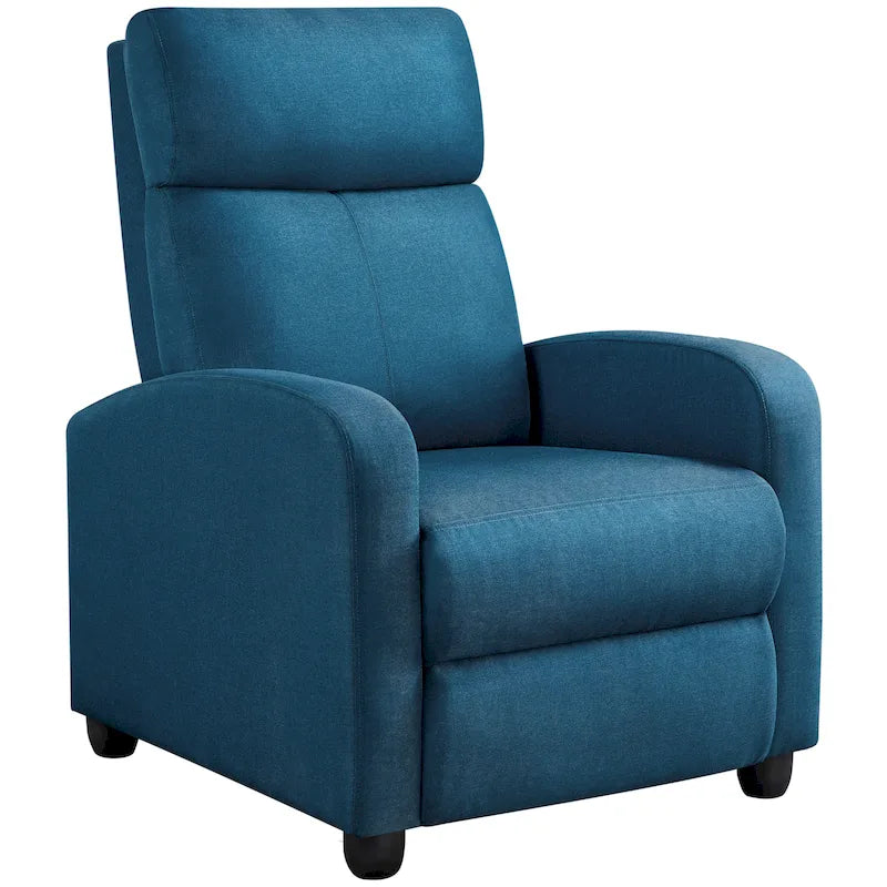 Fauteuil inclinable moderne en tissu avec siège à ressorts ensachés et repose-pieds réglable