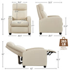 Fauteuil inclinable moderne en tissu avec siège à ressorts ensachés et repose-pieds réglable