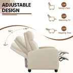Fauteuil inclinable moderne en tissu avec siège à ressorts ensachés et repose-pieds réglable