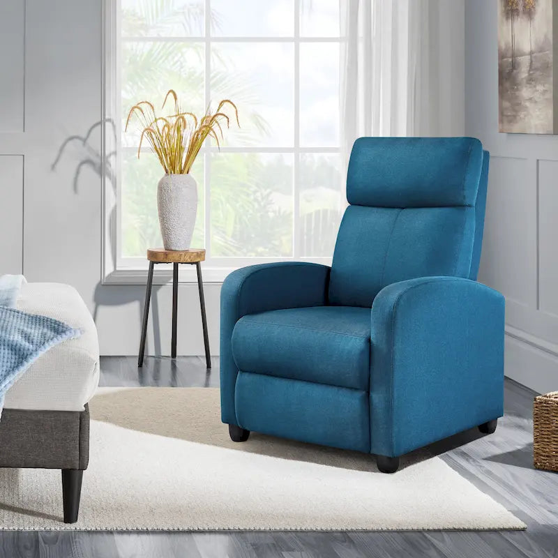 Fauteuil inclinable moderne en tissu avec siège à ressorts ensachés et repose-pieds réglable
