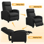 Fauteuil inclinable moderne en tissu avec siège à ressorts ensachés et repose-pieds réglable