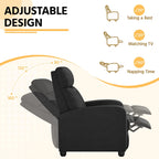 Fauteuil inclinable moderne en tissu avec siège à ressorts ensachés et repose-pieds réglable