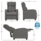 Fauteuil inclinable moderne en tissu avec siège à ressorts ensachés et repose-pieds réglable