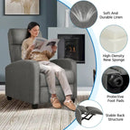 Fauteuil inclinable moderne en tissu avec siège à ressorts ensachés et repose-pieds réglable